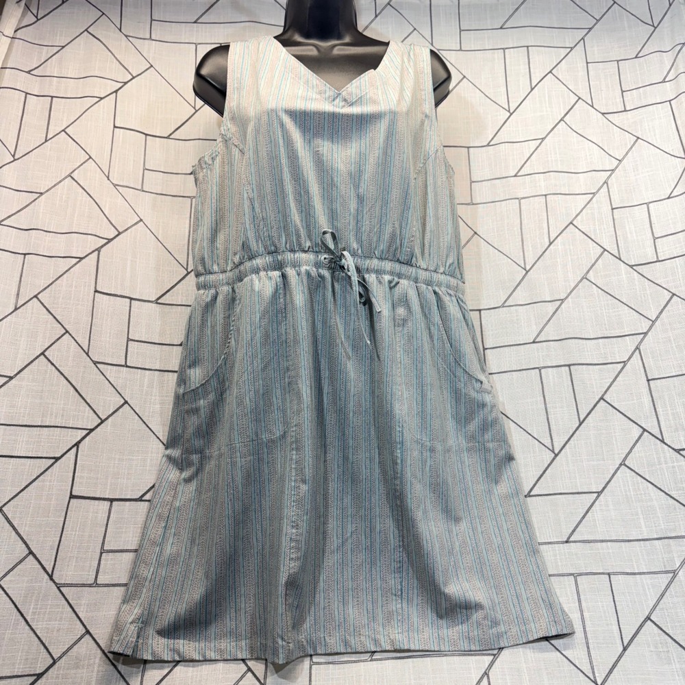 Ascend‎ Outdoor Dress Large Blue Purple Striped Sleeveless Drawstring Pockets
